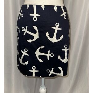 J Crew Skirt Size 00 Navy Anchor Straight Pencil Stretch‎ Nautical Mini